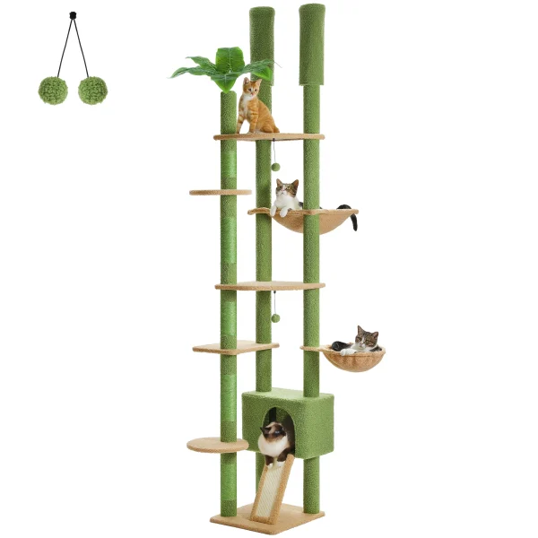 Height Adjustable Wooden Cat Tree