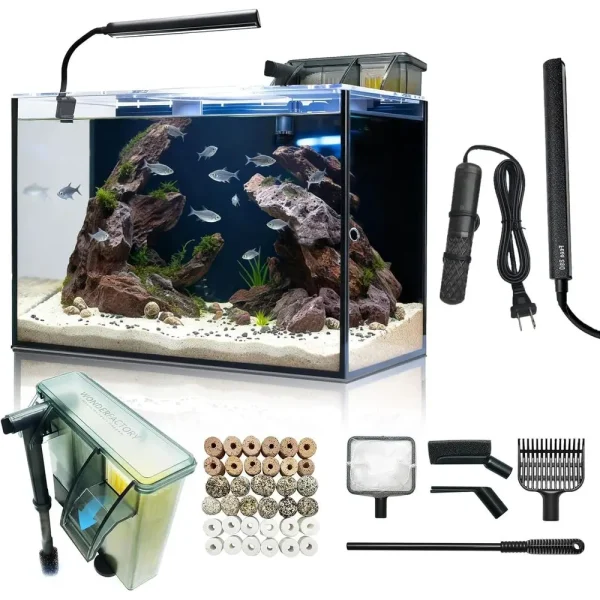 10 Gallon Aquarium Set Glass fish Tank
